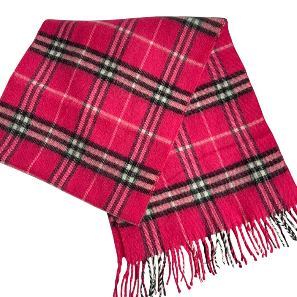 Royal Rossi Scarf 100% Cashmere Pink Black Nova Check Fringe Rectangle